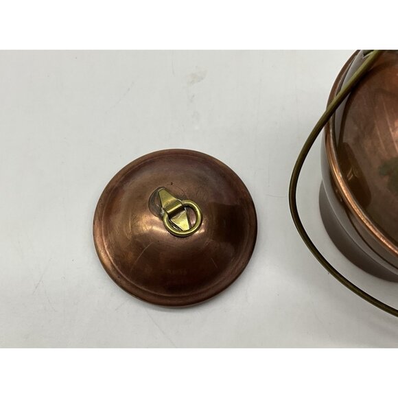 Antique Swedish Copper Ware Copper Pot, Pail, or Churn with Lid and Handle 4" - Picture 7 of 10